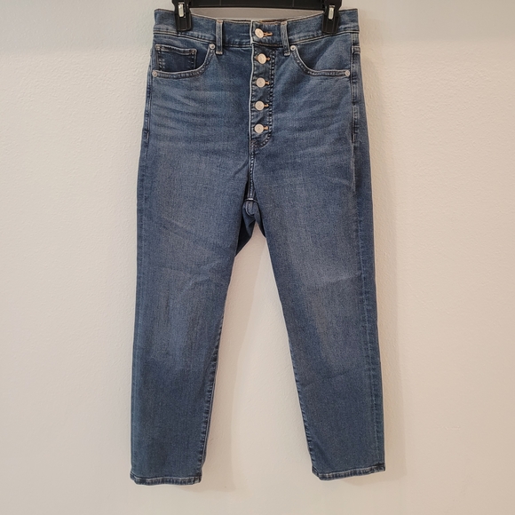 Express Denim - Express Slim High Rise  Blue Women's Jeans buttoned  Size 6S